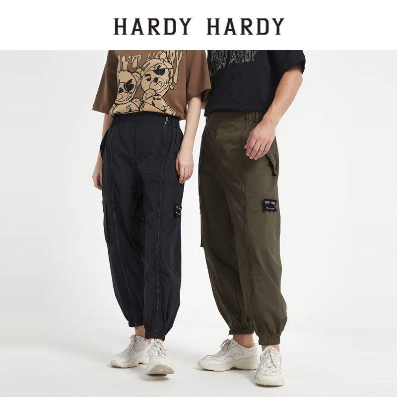 HARDY HARDY 新款拉链长裤同款休闲裤情侣哈伦裤子束脚裤子