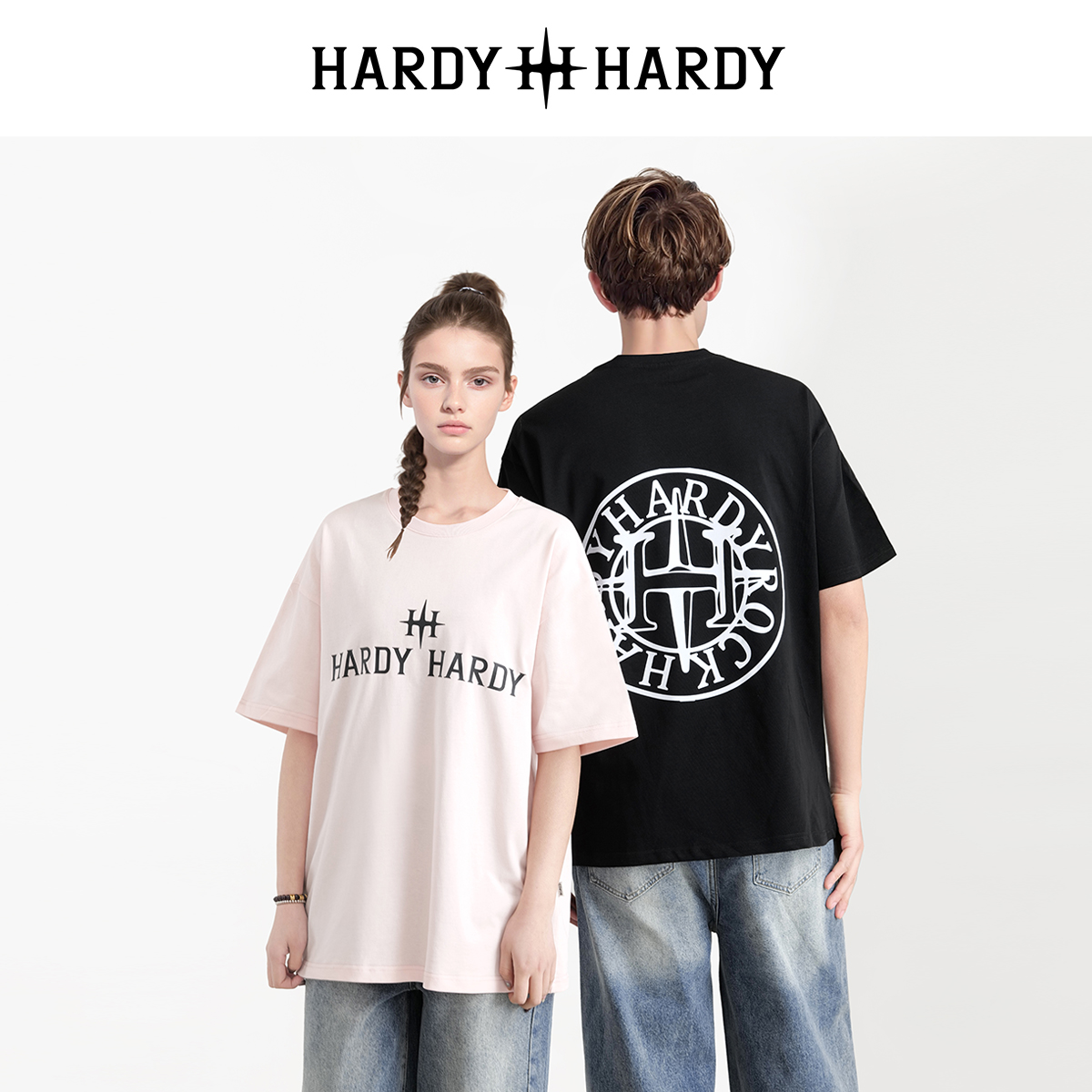 HARDYHARDY夏季新款潮流街头风印花圆圈短袖T恤男女半袖体恤上衣Q