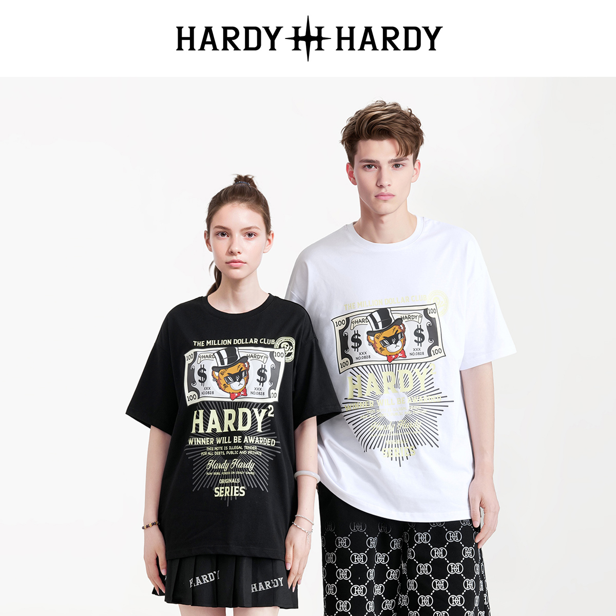 HARDY HARDY夏新款美式高街小众设计印花字母短袖T恤夏季男女同款