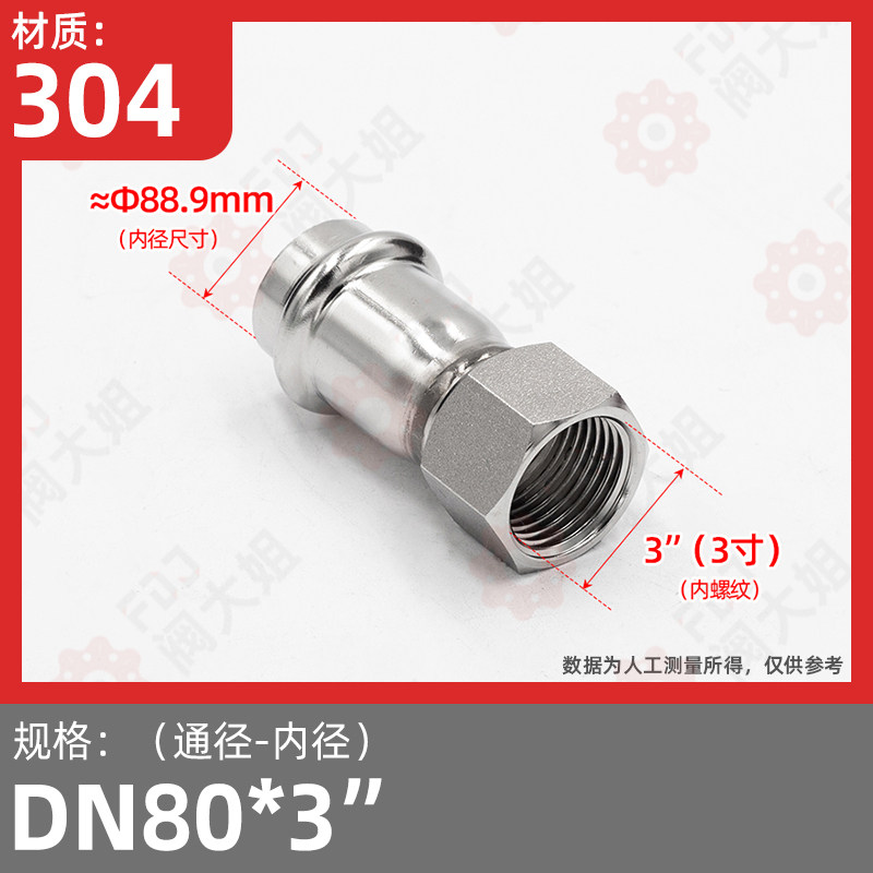 304不锈钢卡压内丝直接内螺纹水管薄壁直通双卡压式管件接头配件,工业油品/胶粘/化学/实验室用品,实验室漏斗,淘宝优惠券,粉丝福利购,淘宝优惠卷