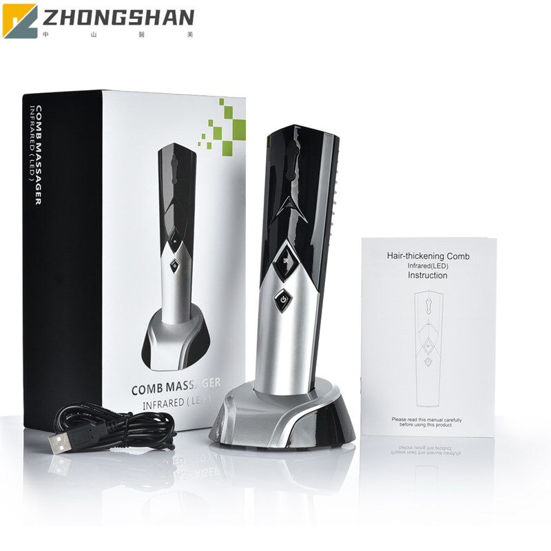 跨境供品红外线按摩导液生发梳激光电动生发梳美发仪器振动按摩梳
