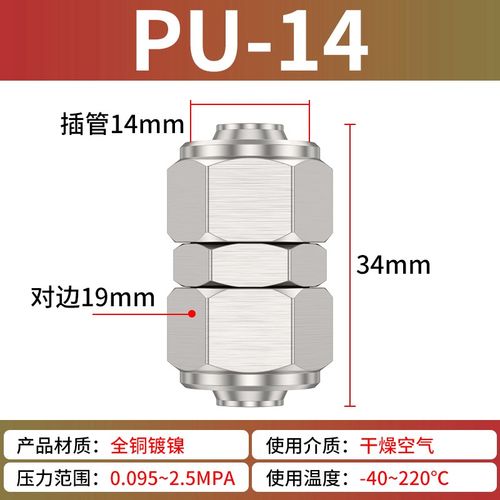 快拧接头气管接头卡套接头连接件pu4/6/8/10/12卡扣式防水快接头