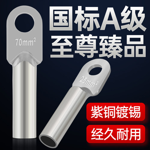 DT国标A级堵油铜鼻子镀锡加厚纯铜线耳接线端子大电流电缆接线头