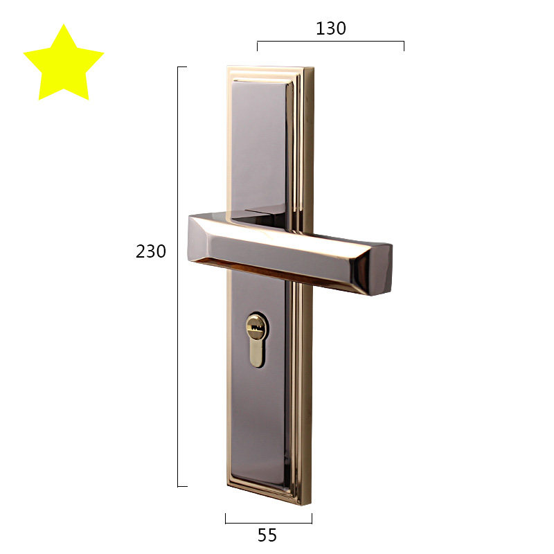 金色门锁室内卧室家用通用型静音现代简约房间实木门把手套装锁具