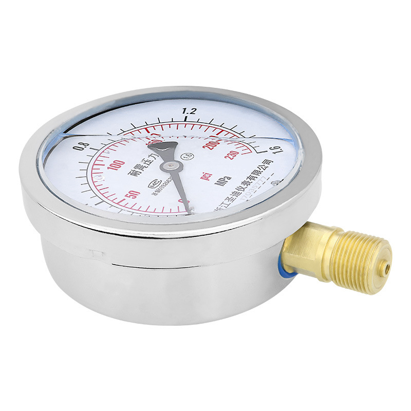 YN100耐震压力表径向100MM抗震油液水压真空负压表 M20*1.5