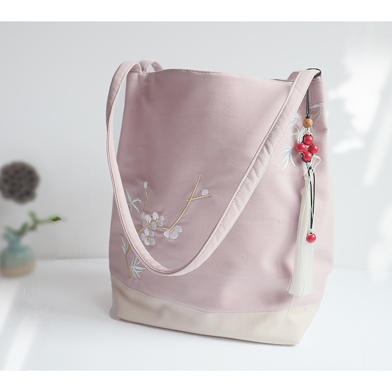 夏季上新森系文艺复古小清新中国风汉服刺绣帆布水桶手提单肩包女,搬运/仓储/物流设备,机械式停车设备（立体停车库）,淘宝优惠券,粉丝福利购,淘宝优惠卷