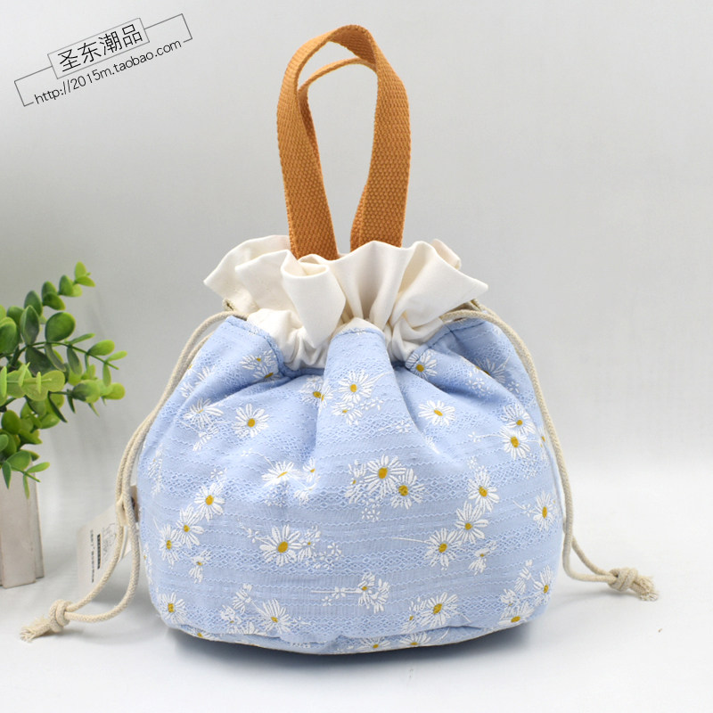 帆布手提包女可爱花朵抽绳束口袋布艺水桶包化妆包文艺手拎饭盒袋,搬运/仓储/物流设备,机械式停车设备（立体停车库）,淘宝优惠券,粉丝福利购,淘宝优惠卷
