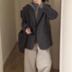 韩系2025新款 灰色西装 呢子大衣女短款 秋冬加厚小个子毛呢外套百搭