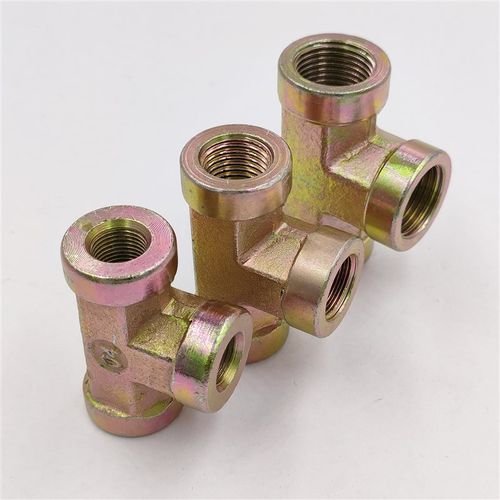高压三通液压镀彩锌内丝直接英制三通1/2/3/4/6分1寸高压接头英制
