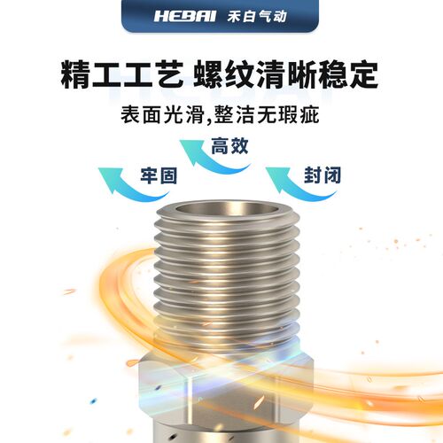 气泵气管C式自锁快速接头公头小头PM-20/30/40外螺纹外牙2分3分4