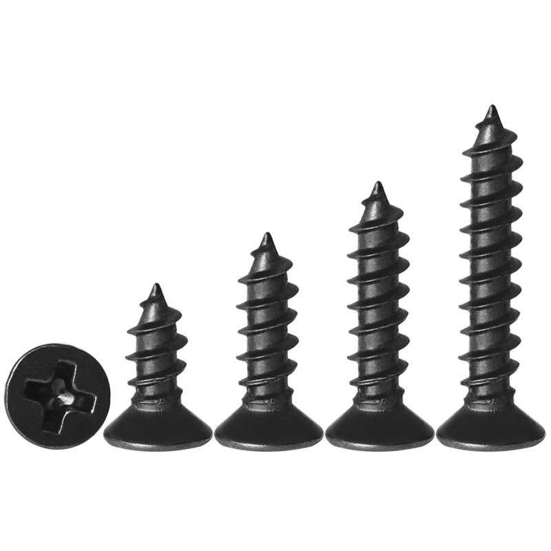 镀黑色碳钢铁十字沉头M1-M6自攻螺丝大全 KA平头自攻丝木牙螺钉