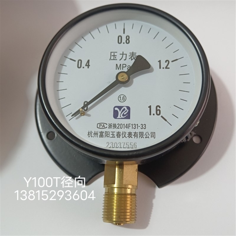 YC100T 1/1.6/2.5mpa水压表船用压力表径向带边盘式背后固定杭州