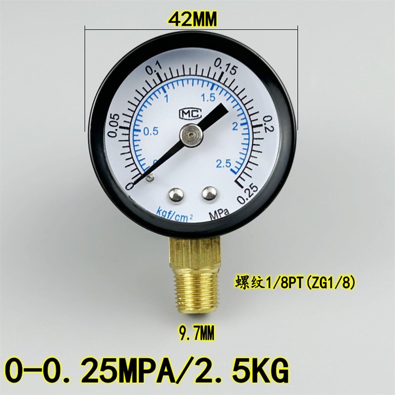 Y40径向压力表真空 气压气动表气压水压表1MPA/10KG 真空-1BAR