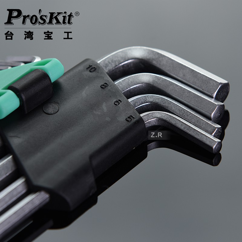 台湾宝工 长臂球头/特长型球形内六角扳手组(9支组)HW-229B/BL