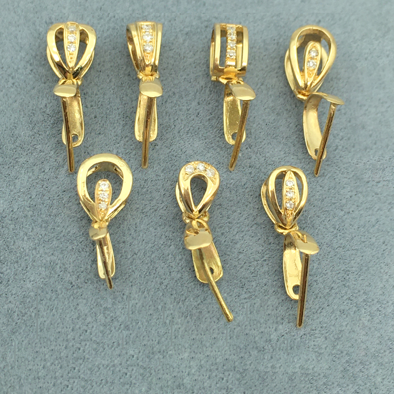 18k金钻石扣头万能玉坠扣翡翠扣