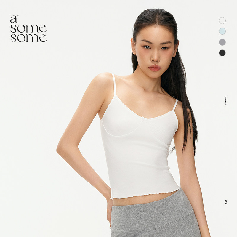 asomesome辣妹螺纹V领细肩带背心女夏季可外穿内搭无袖打底上衣,女装/女士精品,背心吊带,淘宝优惠券,粉丝福利购,淘宝优惠卷