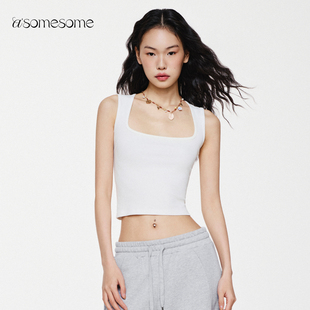 【鞠婧祎同款】asomesome美式白色工字吊带背心女夏修身显瘦上衣