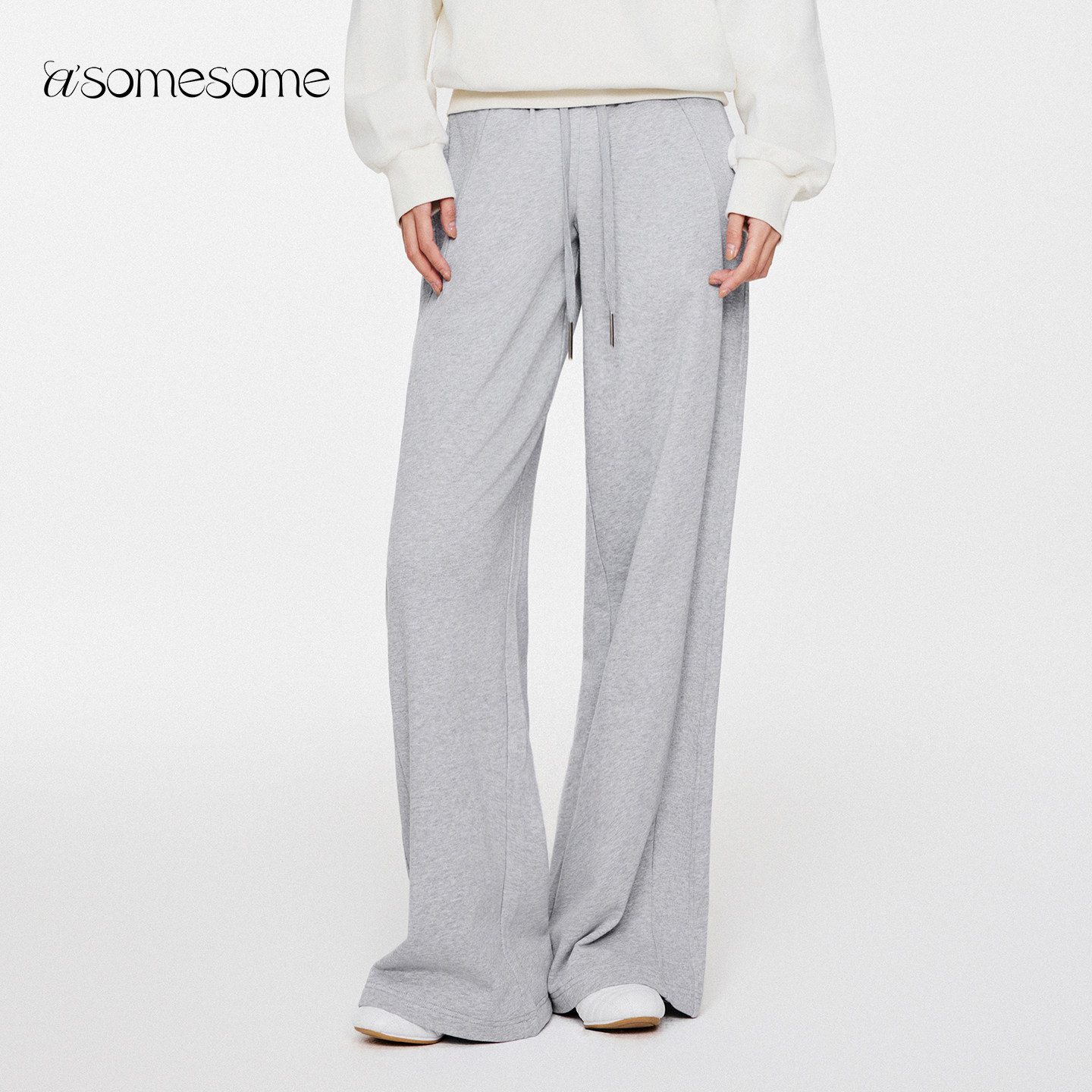 asomesome美式宽松灰色直筒卫裤女新款梨形阔腿休闲拖地运动长裤,女装/女士精品,休闲裤,淘宝优惠券,粉丝福利购,淘宝优惠卷