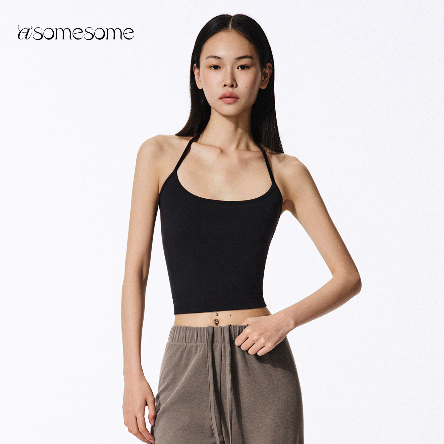 asomesome美式细肩带露背挂脖吊带背心女夏内搭打底修身显瘦上衣