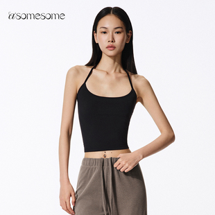 asomesome美式细肩带露背挂脖吊带背心女夏内搭打底修身显瘦上衣