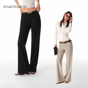 通勤休闲裤 女秋新垂感微喇裤 微喇西裤 asomesome复古低腰直筒修身