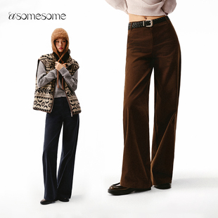 显瘦长裤 asomesome美式 裤 女休闲宽松工装 复古纯棉棕色低腰直筒裤