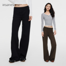 asomesome美式黑色微喇直筒低腰卫裤女灰色修身休闲松弛运动裤子