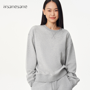 asomesome美式休闲运动宽松高级感圆领套头卫衣女春新款长袖上衣