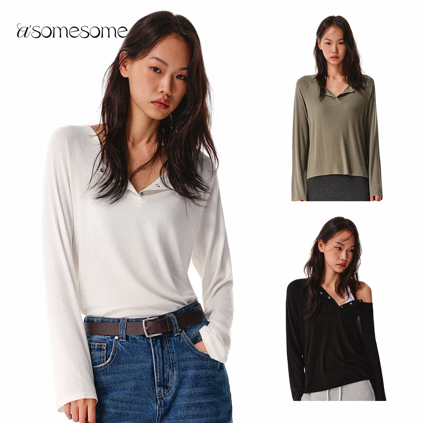 asomesome美式天丝羊毛圆领微透长袖罩衫女秋新宽松透气针织上衣,女装/女士精品,T恤,淘宝优惠券,粉丝福利购,淘宝优惠卷