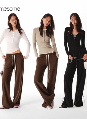 asomesome天丝羊毛亨利领针织打底衫女秋冬内搭修身长袖t恤上衣