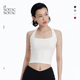 asomesome美式 辣妹白色挂脖吊带背心女春夏红色挂脖运动内衣上衣