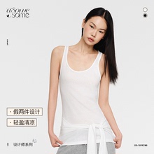 asomesome白色宽松系带背心女春新慵懒风休闲吊带设计感无袖上衣
