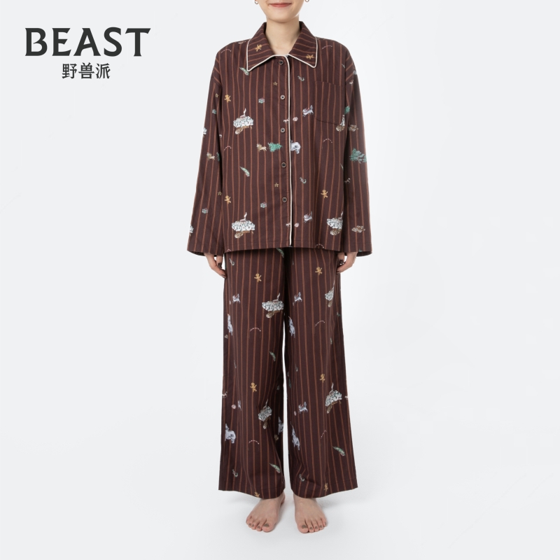 那个野兽磨毛棉野兽派家居服睡衣