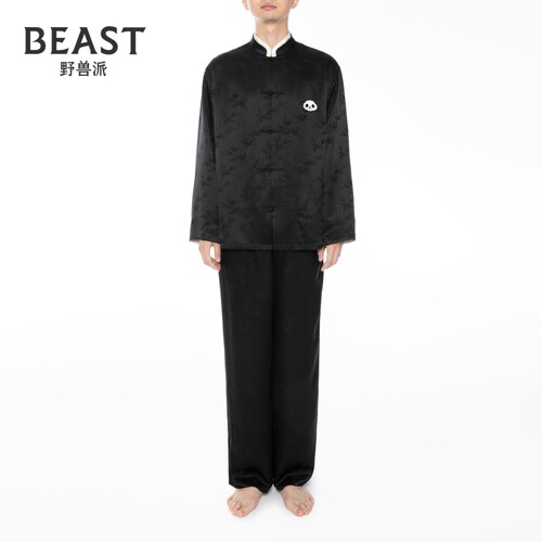 情侣真丝熊猫家居服礼物