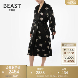 野兽派BEAST金玉满堂黑底真丝印花情侣睡袍新婚生日节日周年礼物