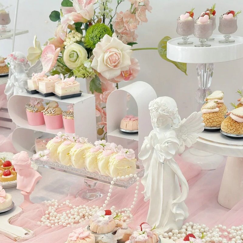 粉色婚礼订婚甜品台蛋糕装饰插牌烘焙插件摆件纸杯慕斯杯贴纸桌布