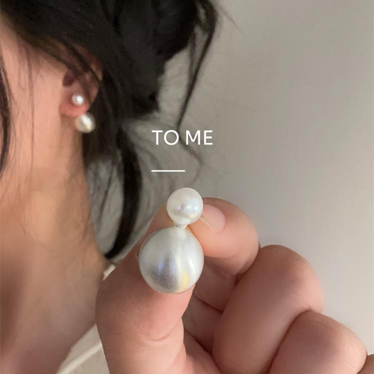 Tome/ 银针欧美小众设计金属拉丝圆球球撞色耳环冷淡风气质耳钉女