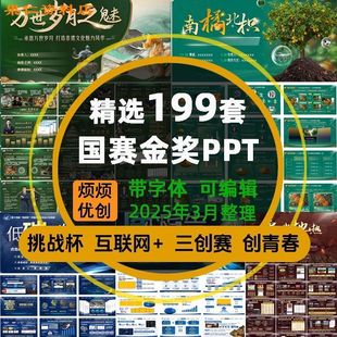 国赛金奖ppt模版大学生互联网挑战杯三创赛创青春作品素材电子版