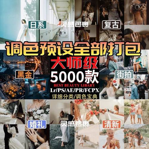 调色宝典ps滤镜pr调色剪映人像lut插件婚礼lr胶片素材模板合集