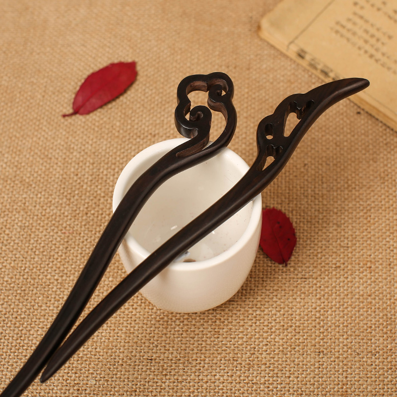 盘发器锁灵簪子女古风桃木发簪女盘发汉服发饰一字簪素木钗步摇