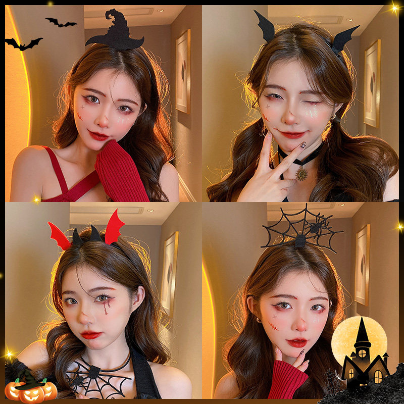 万圣节可爱搞怪发箍夹子少女cos小恶魔精灵头饰派对装扮发卡配饰