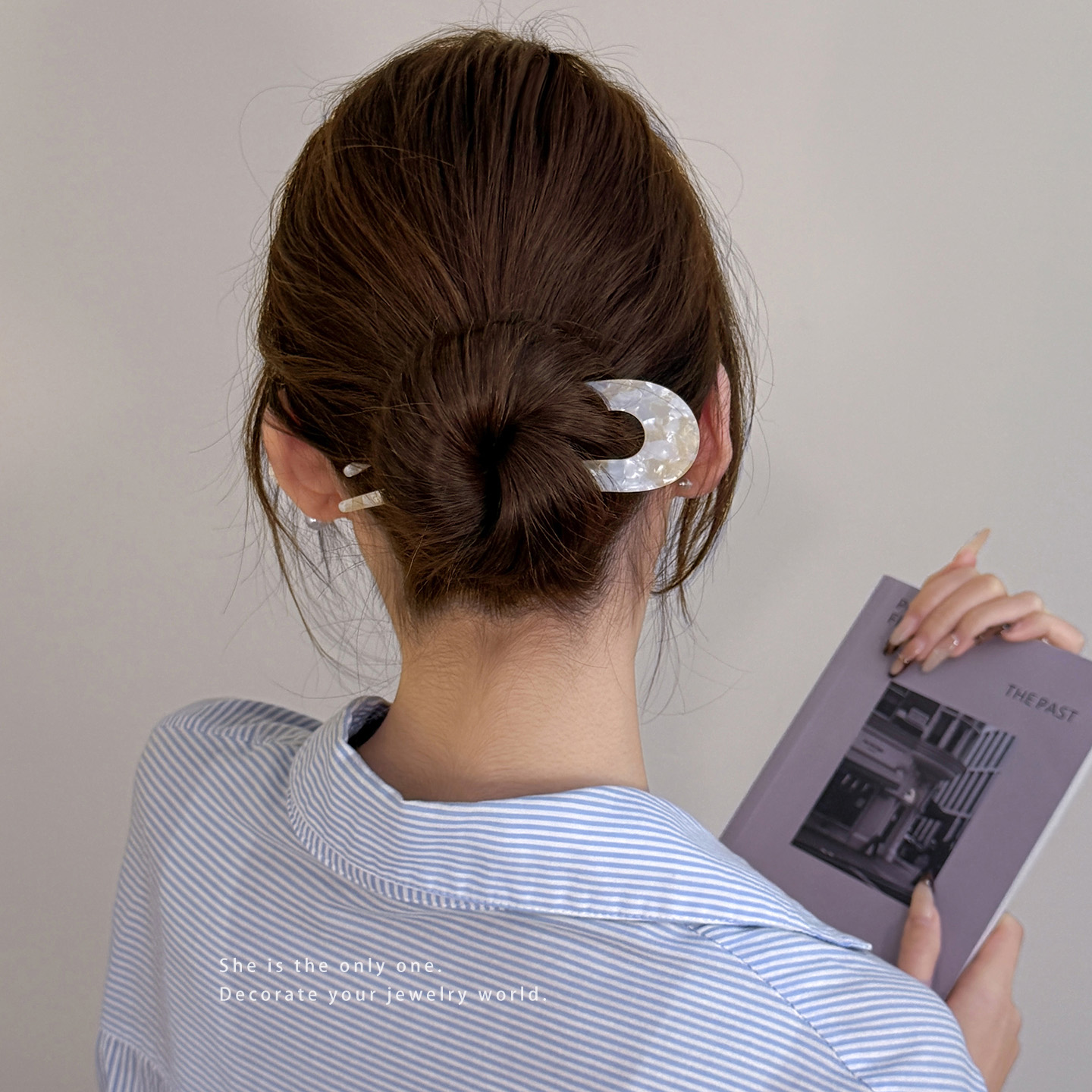 简约典雅气质现代u型盘发发簪头饰高级感网红百搭簪子头饰发饰后