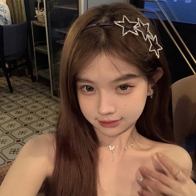 韩版甜酷银色镂空星星细发箍女y2k高级感金属头饰拍照五角星发饰