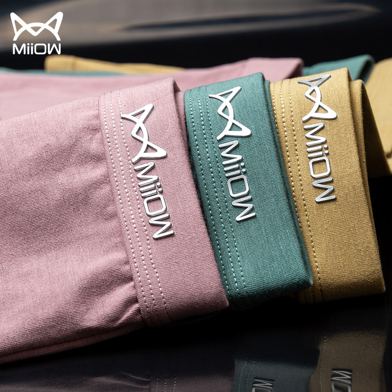 猫人男士内裤男平角裤纯棉透气青年抗菌运动中腰宽松个性四角底裤