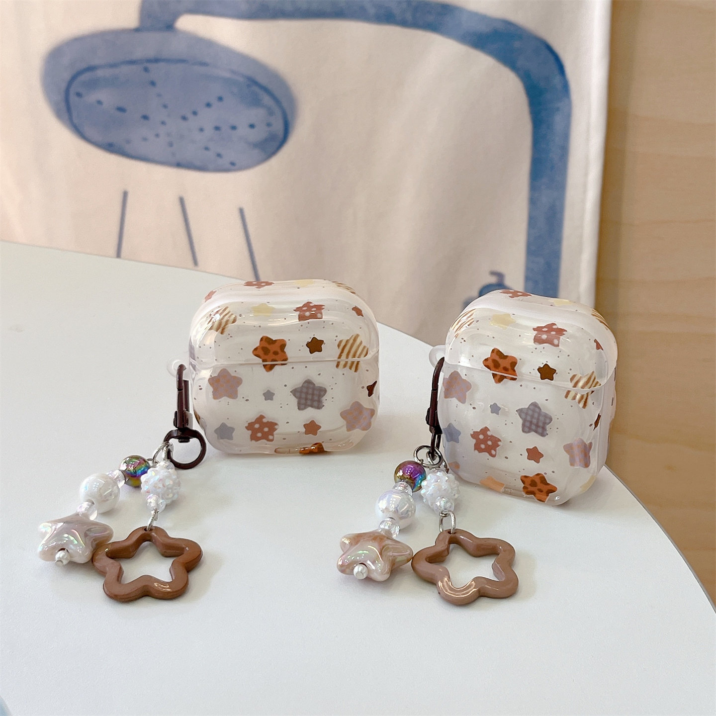 日航简约ins风多个五角星适用AirPodsPro3代耳机壳苹果蓝牙AirPods4代软1/2代硅胶3代防摔Pro2女Pro三代高级