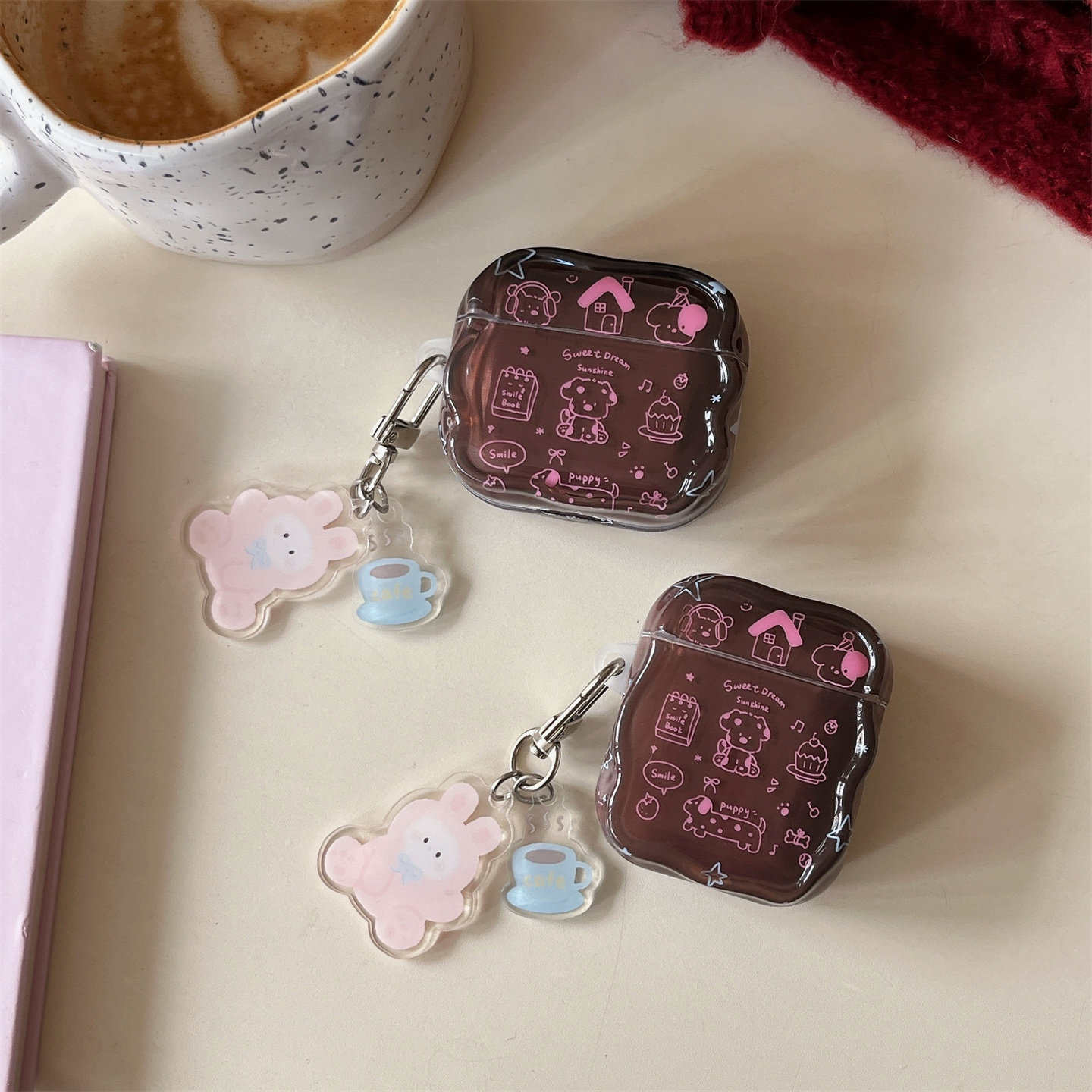 可爱卡通黑色音乐小狗适用AirPodsPro3代耳机壳苹果蓝牙AirPods4代软1/2代硅胶3代防摔Pro2女Pro三代带挂件