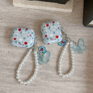 简约ins风郁金香苹果airpods pro3代耳机保护套适用四代无线蓝牙耳机保护壳airpods1/2代硅胶pro2代女新三代