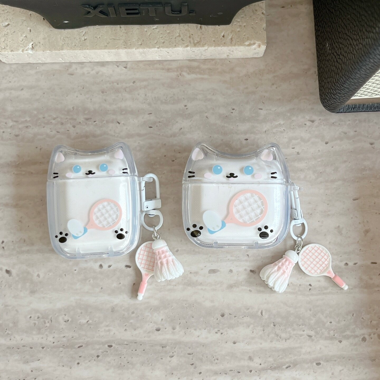 可爱趣味猫耳朵羽毛球猫咪苹果airpods pro3带耳机保护套1/2代耳机包airpods 4代全包3代硅胶pro2代耳机壳女
