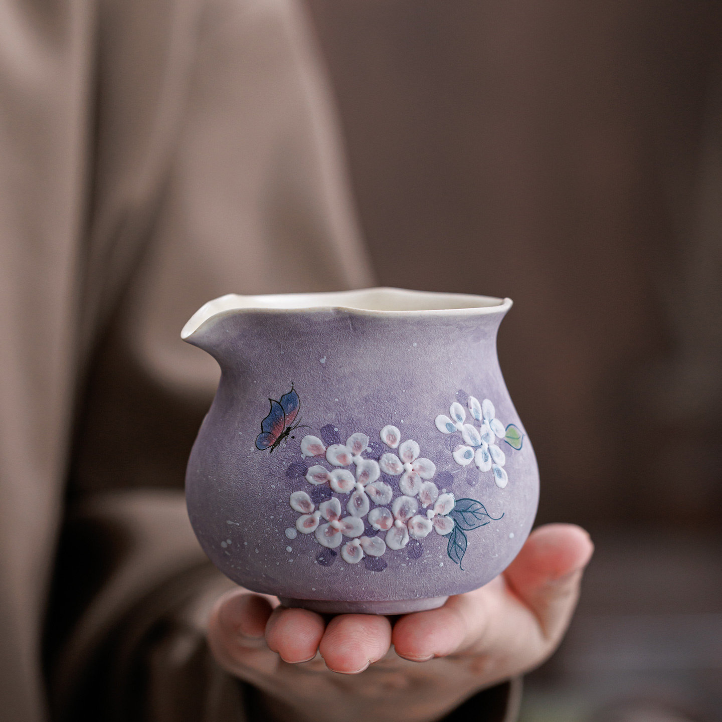 亘古手绘创意紫间蝶舞绣球花束口公道杯茶具陶瓷泡茶周边分茶器,餐饮具,功夫茶具,淘宝优惠券,粉丝福利购,淘宝优惠卷