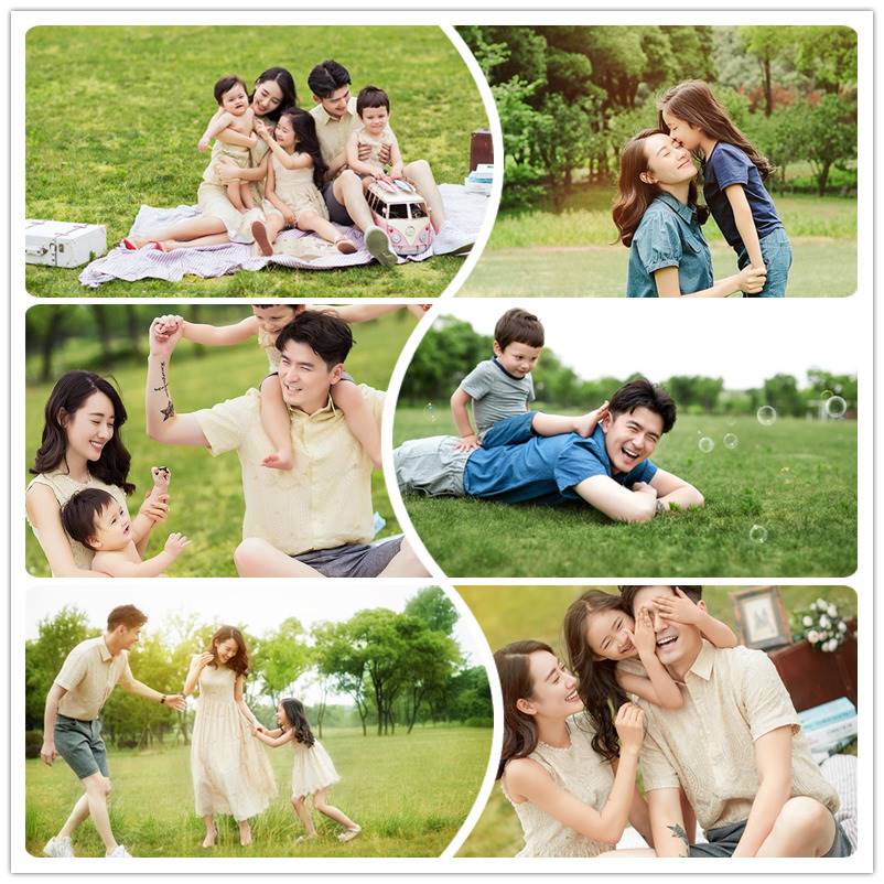 8套儿童亲子照外景样片放大自然儿童摄影全家福公园室外接单样片